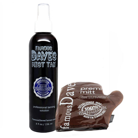 Famous Dave's Mist Tan w/ Application Glove, Professional Self Tanning Spray, 8oz.