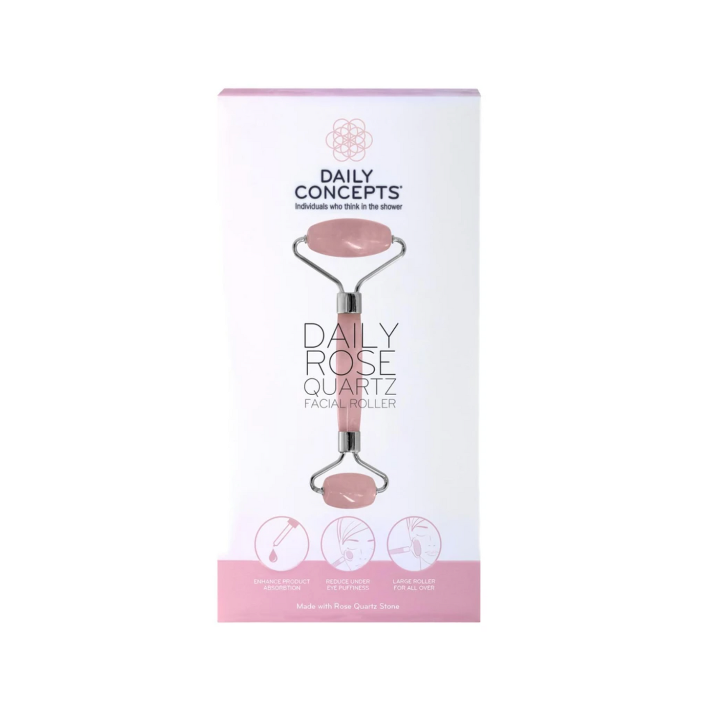 Daily Concepts Luxurious Facial Roller of Genuine Rose Quartz