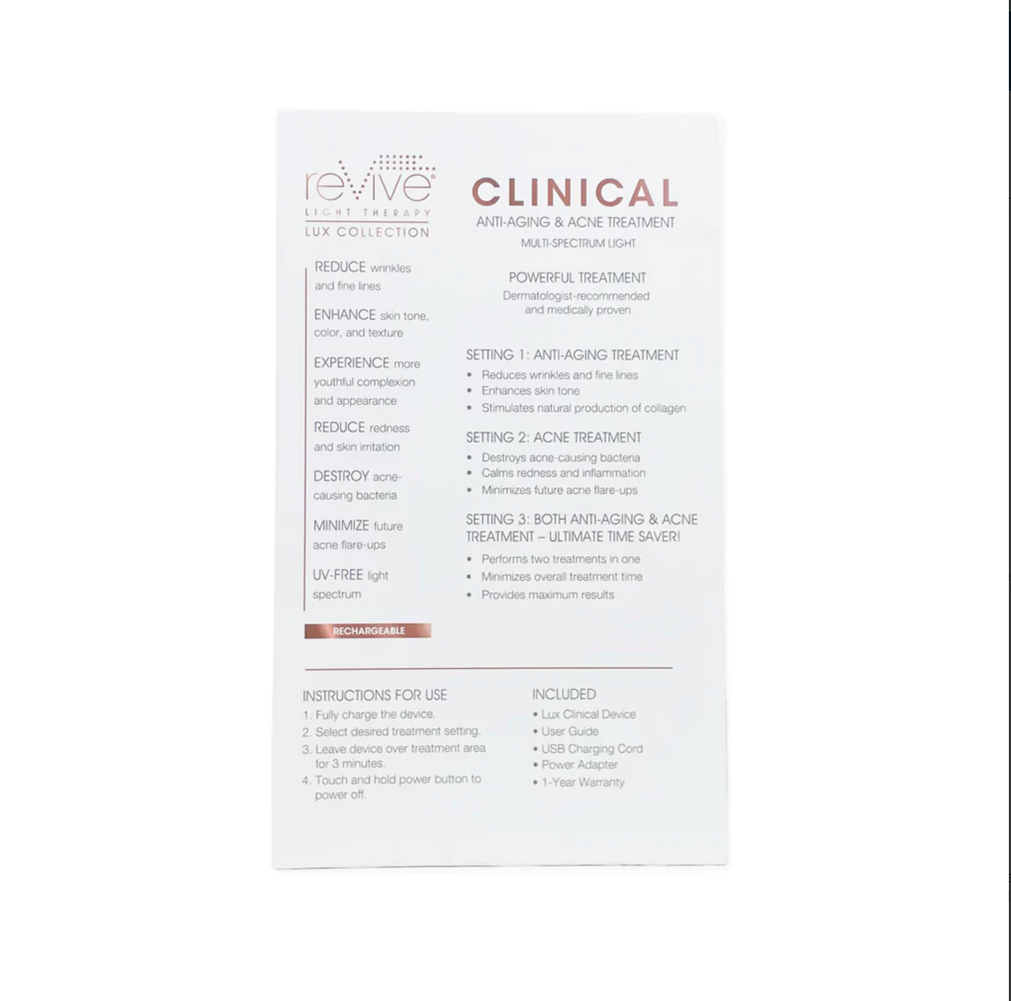 reVive Cordless Light Therapy Lux Collection Clinical Handheld - Anti-Aging, Wrinkles & Acne
