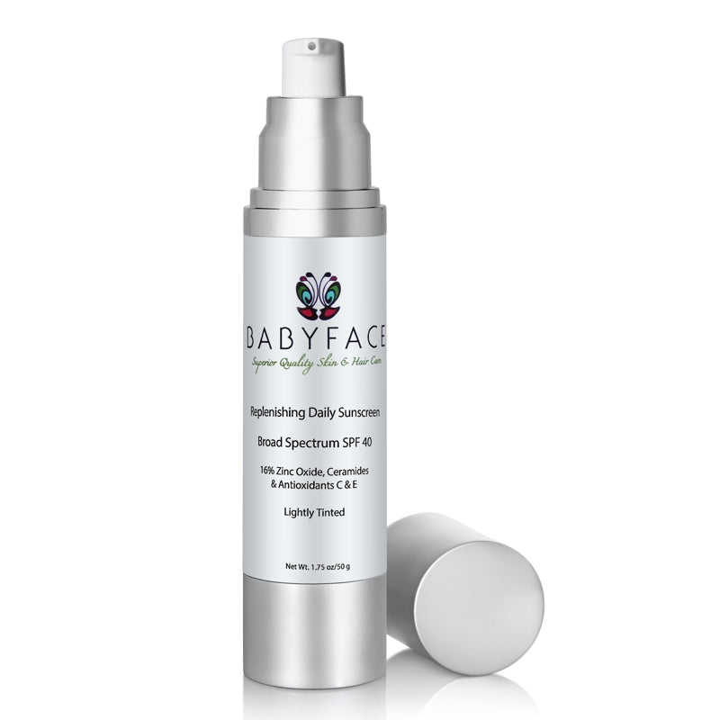 Daily Replenishing 16% Zinc Oxide Sunscreen, Tinted SPF 40 + Ceramides, Antioxidants Vit C & E