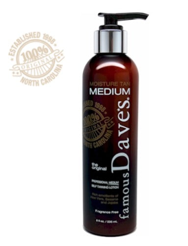 Famous Dave's Original Moisture Tan in MEDIUM, Natural Looking Self-Tanning Lotion, 8 oz.