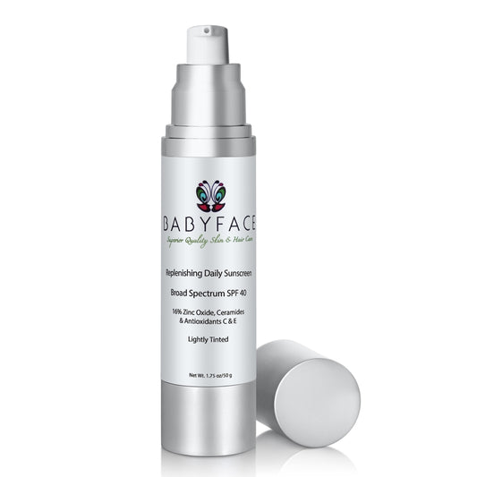 Daily Replenishing 16% Zinc Oxide Sunscreen, Tinted SPF 40 + Ceramides, Antioxidants Vit C & E